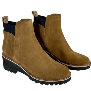 Dolce Vita Huey H2O Slip-On Lug Boot Brown Suede Chelsea Bootie Women's Size 9.5